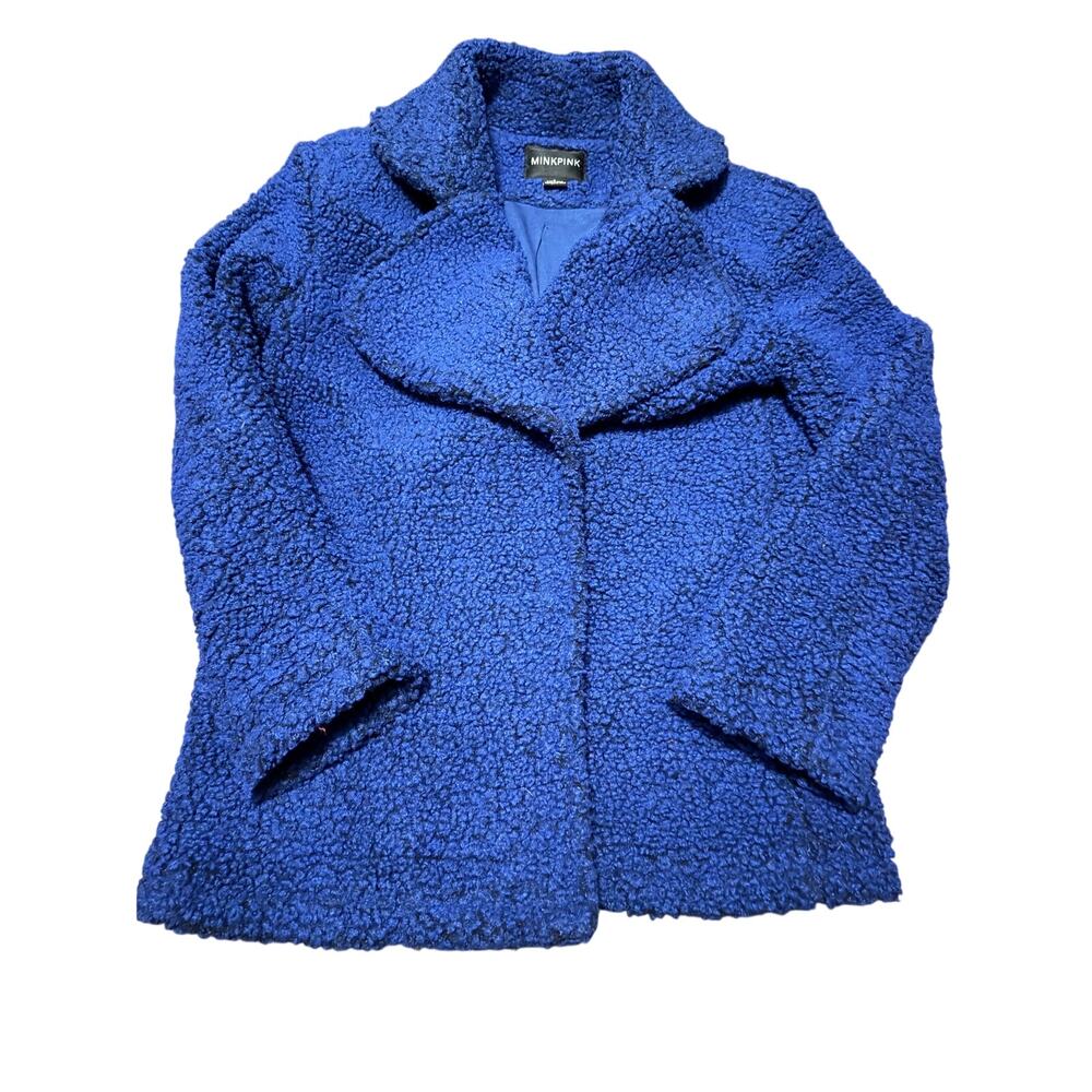 Minkpink cobalt blue teddy style sherpa coat small